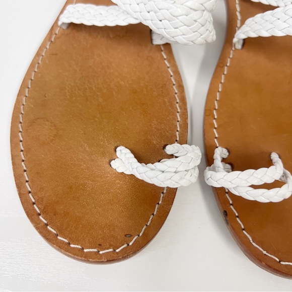 100% Capri Woven Braided Sandals Leather 41 White 10 - Picture 3 of 6